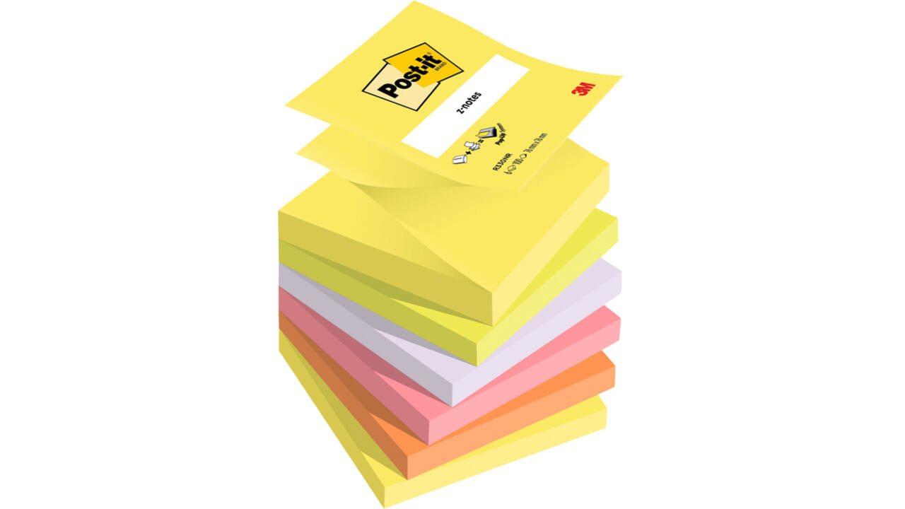 Memoblok 3M Post-it Z-Note R330 76x76mm ass kleur