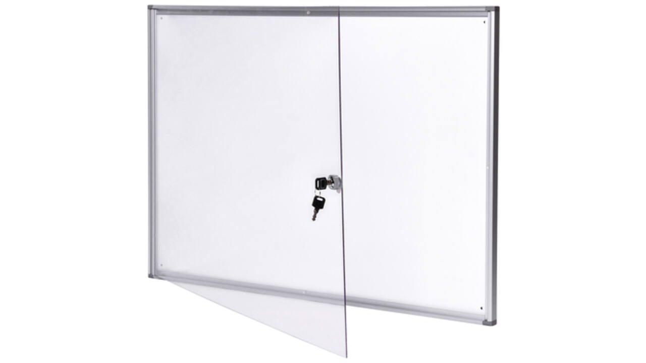 Binnenvitrine wand MAULextraslim whiteboard 8xA4 met slot
