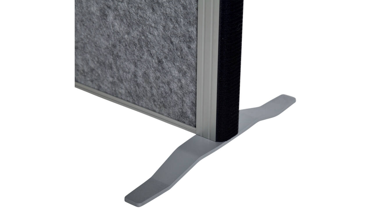 Scheidingswand MAUL akoestiek 100x180 licht- donkergrijs whiteb alum.frame op voet
