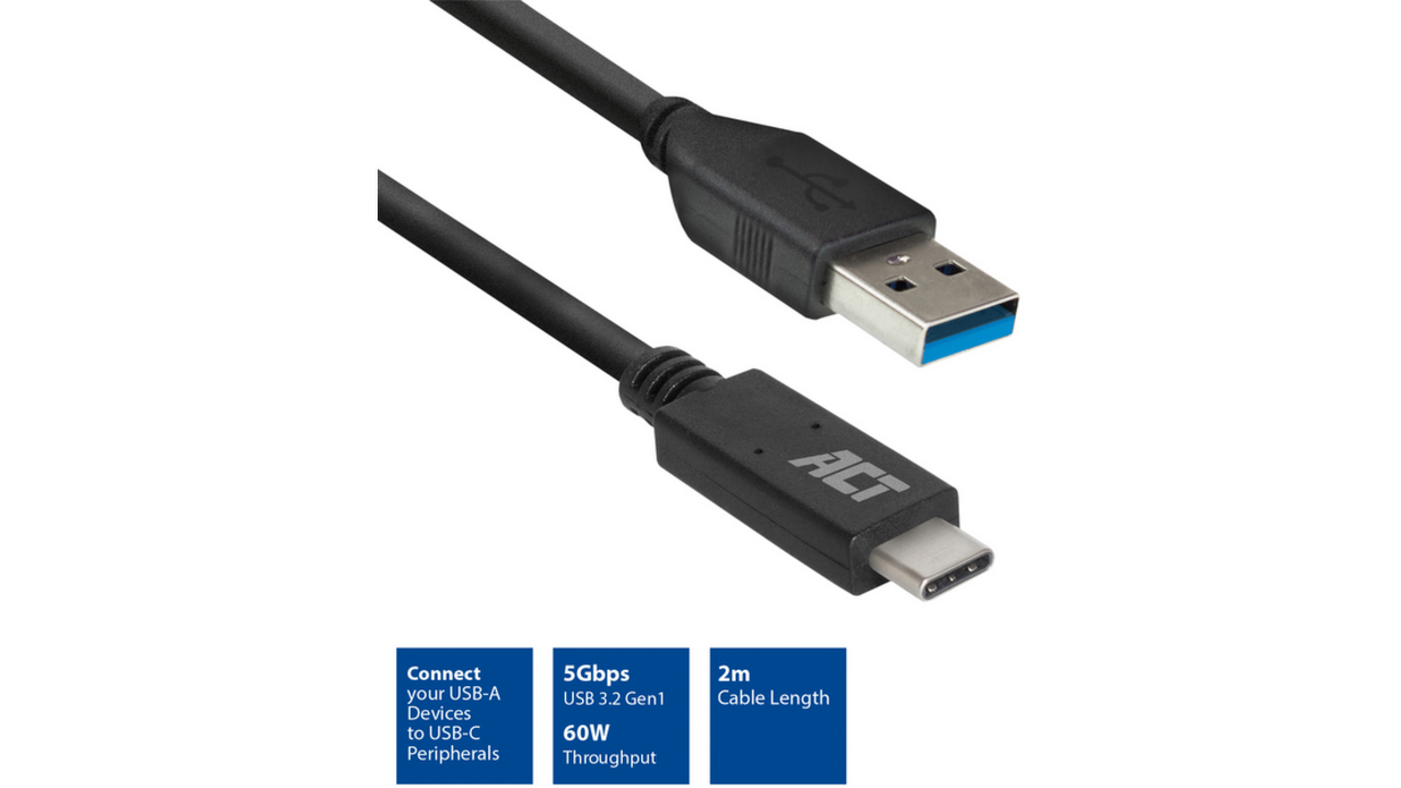 Kabel ACT USB A 3.2 naar USB-C 2 meter