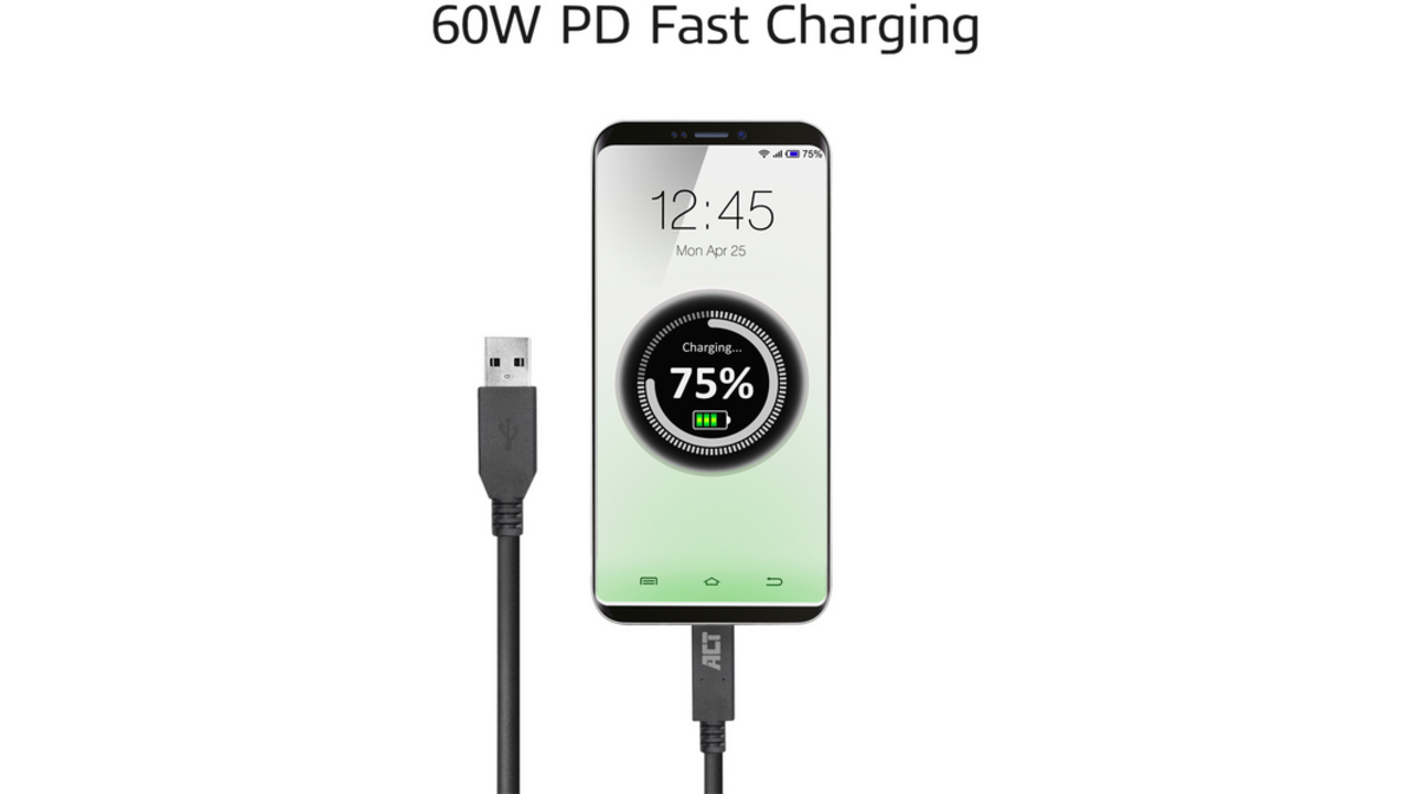 Kabel ACT USB A 3.2 naar USB-C 2 meter