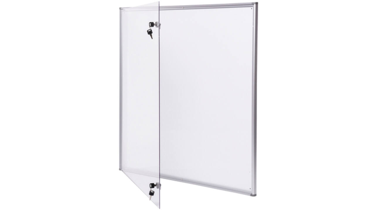 Binnenvitrine wand MAULextraslim whiteboard 12xA4 met slot