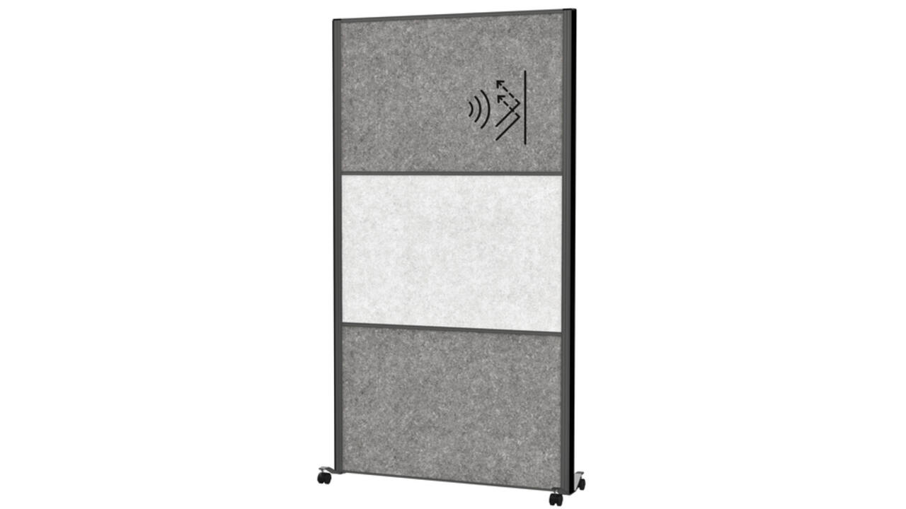 Scheidingswand MAUL akoestiek 100x180 2xdonker- 1xlichtgrijs antrac.frame mobiel