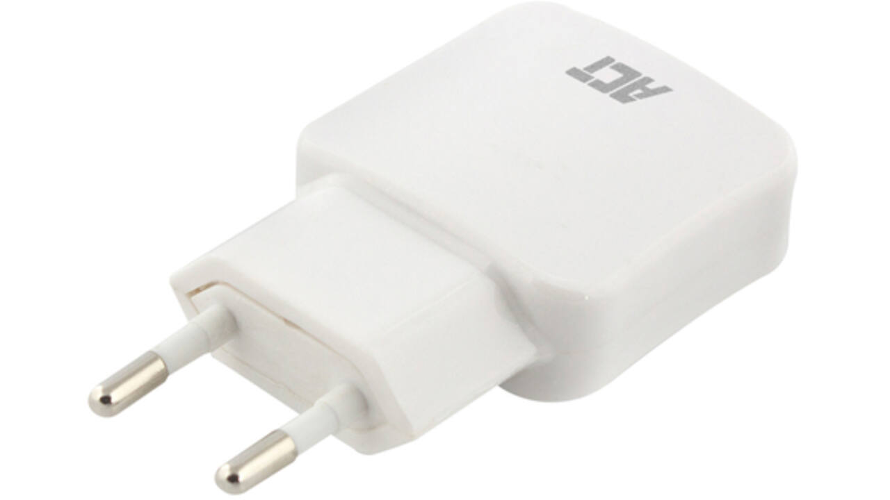 Oplader ACT USB 2 poorts 2.1A 12W wit