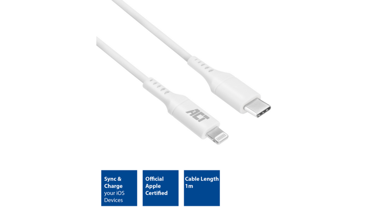 Kabel ACT USB-C naar Lightning laad -en data 1 meter