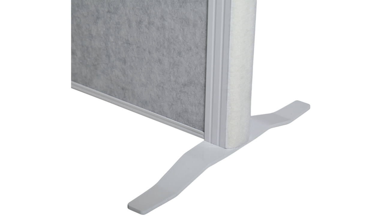 Scheidingswand MAUL akoestiek 100x180 2x licht- 1x donkergrijs wit frame op voet