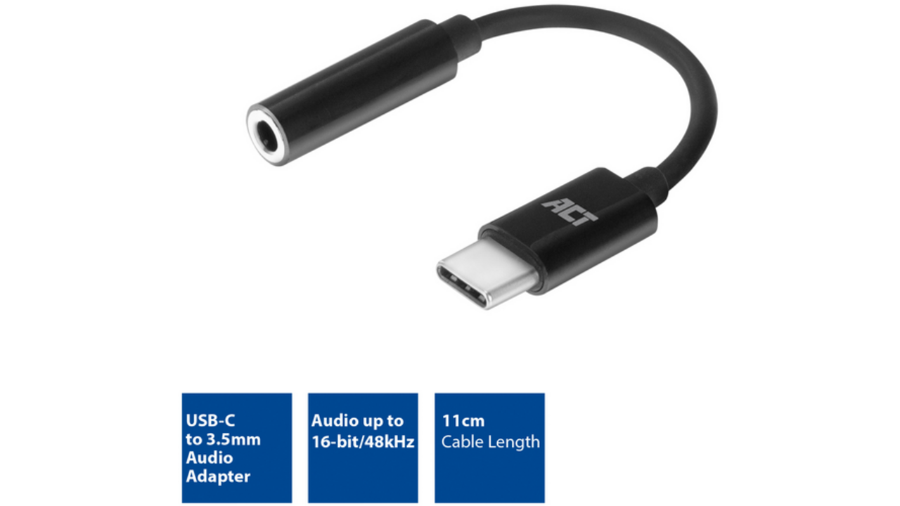 Adapter ACT USB-C naar 3.5mm audio jack