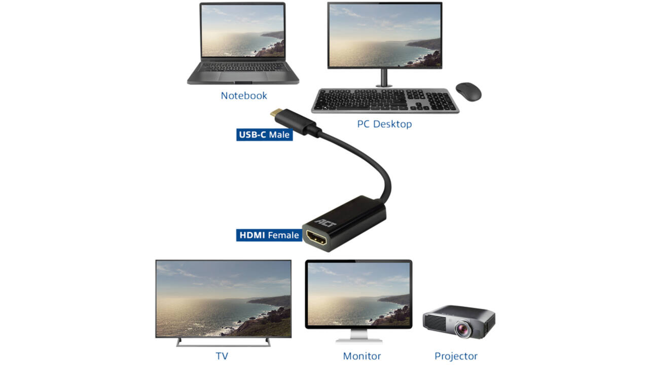 Adapter ACT USB-C naar HDMI 30Hz
