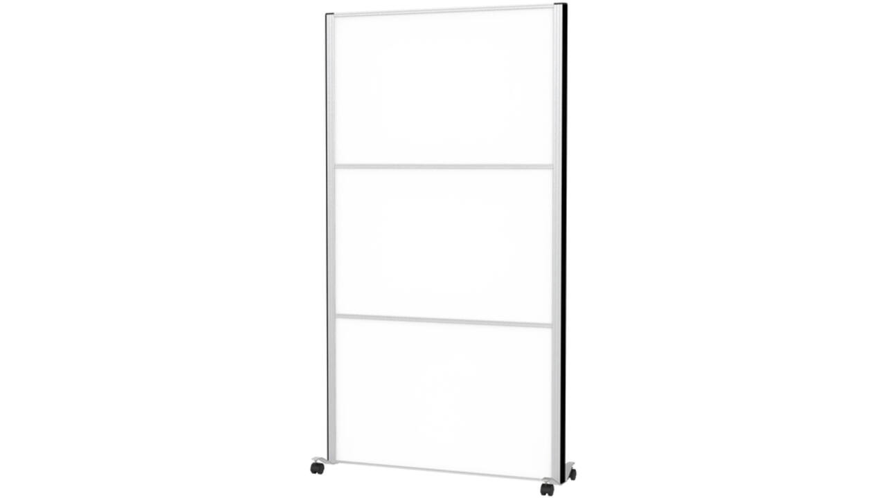 Scheidingswand MAUL akoestiek 100x180 whiteboard alum.frame mobiel