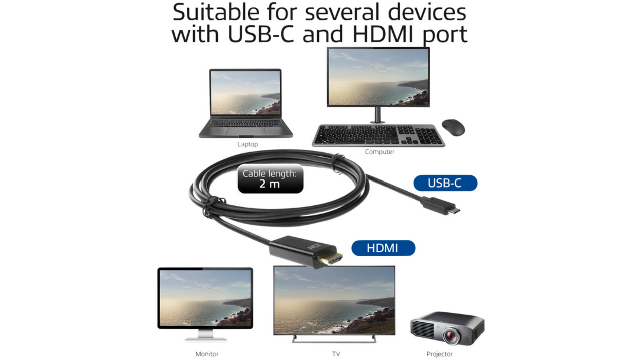 Kabel ACT USB-C naar HDMI 60Hz 2 meter