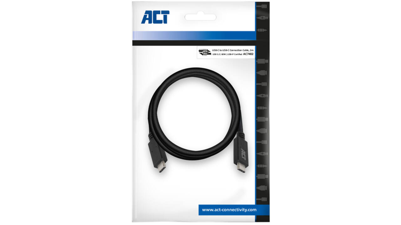 Kabel ACT USB 3.2 USB-C USB-IF gecertificeerd 2 meter