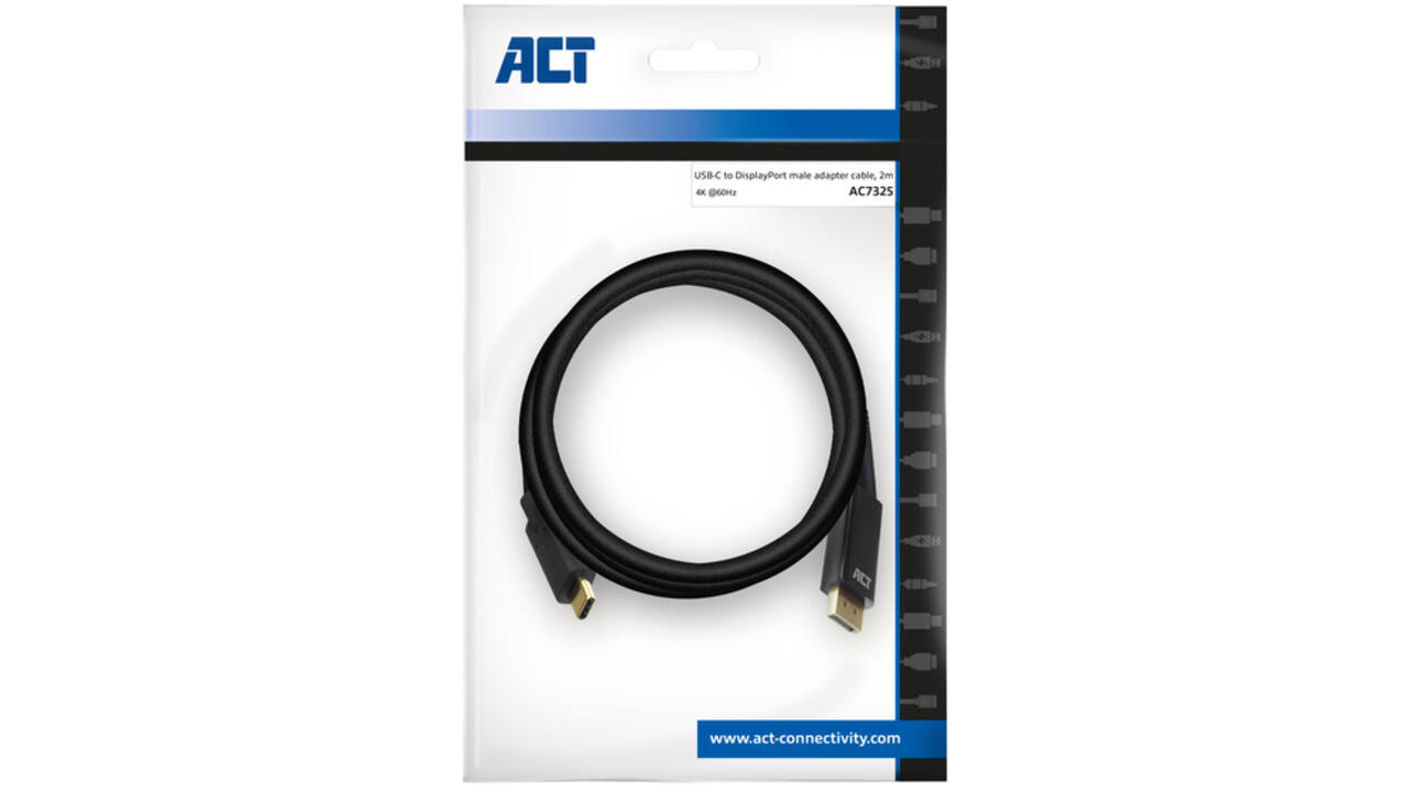 Kabel ACT USB-C naar Displayport 60Hz 2 meter