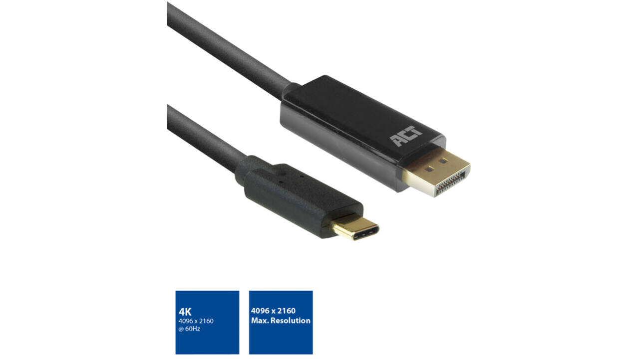 Kabel ACT USB-C naar Displayport 60Hz 2 meter