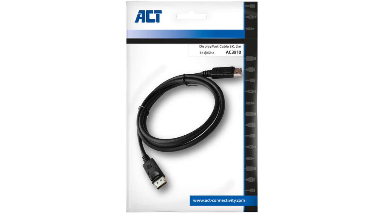 Kabel ACT DisplayPort 1.4 8K M-M 2 meter zwart