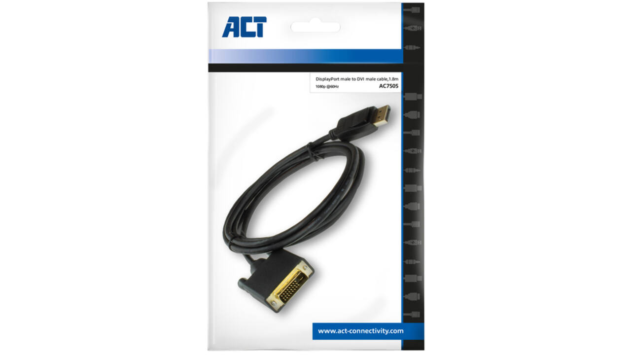 Kabel ACT DisplayPort naar DVI 1.8 meter zwart