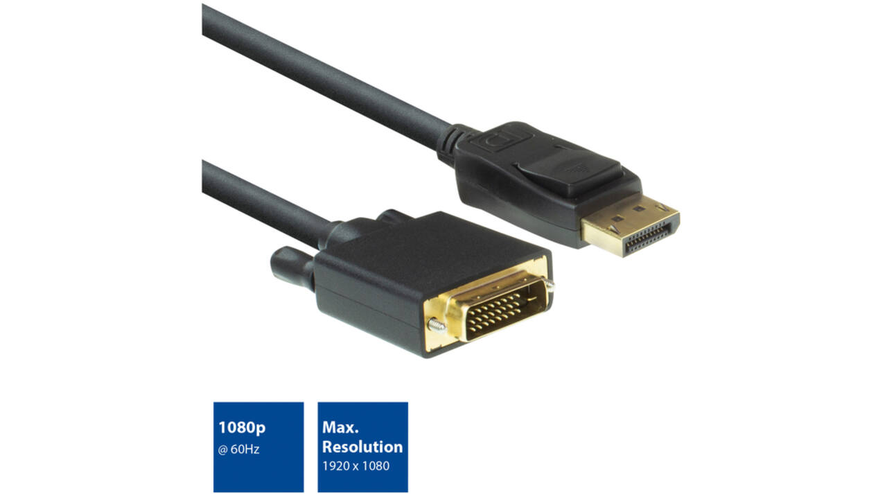 Kabel ACT DisplayPort naar DVI 1.8 meter zwart