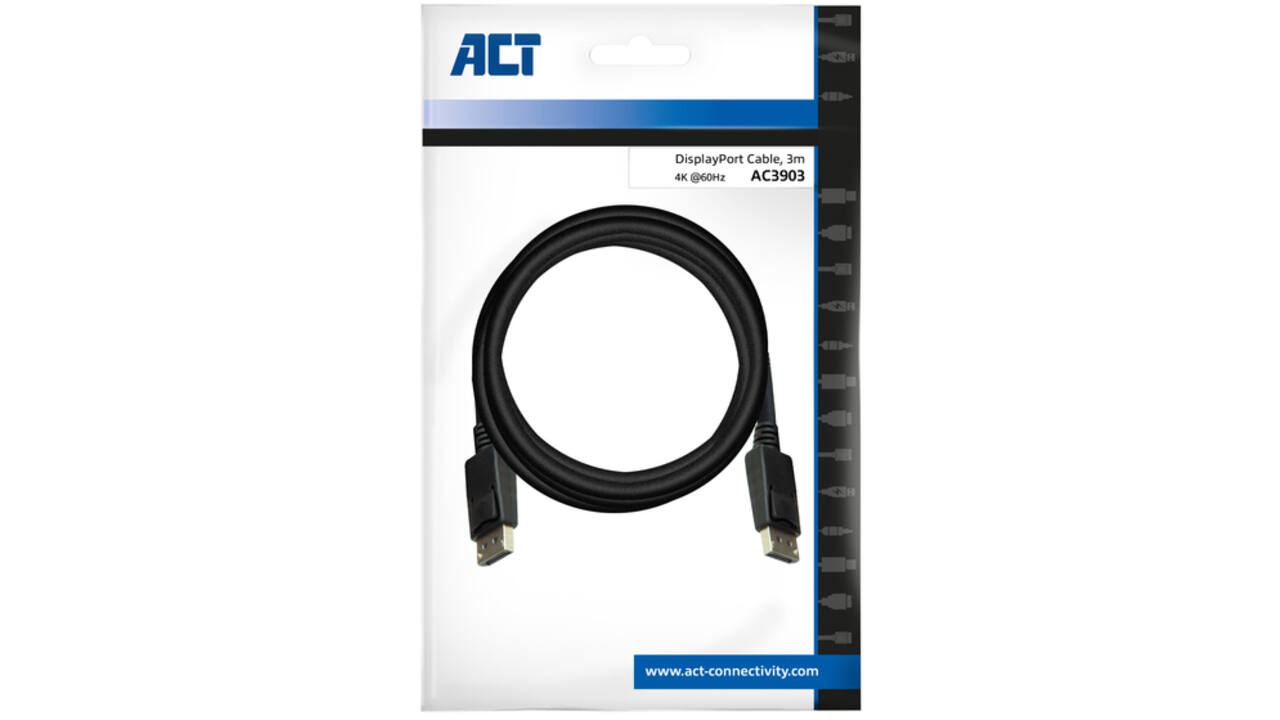 Kabel ACT DisplayPort 3 meter zwart
