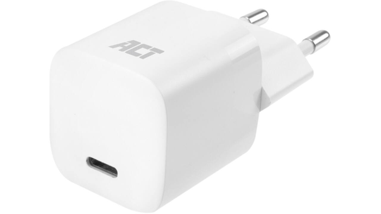 Oplader ACT USB-C compact GaNFast 33W wit