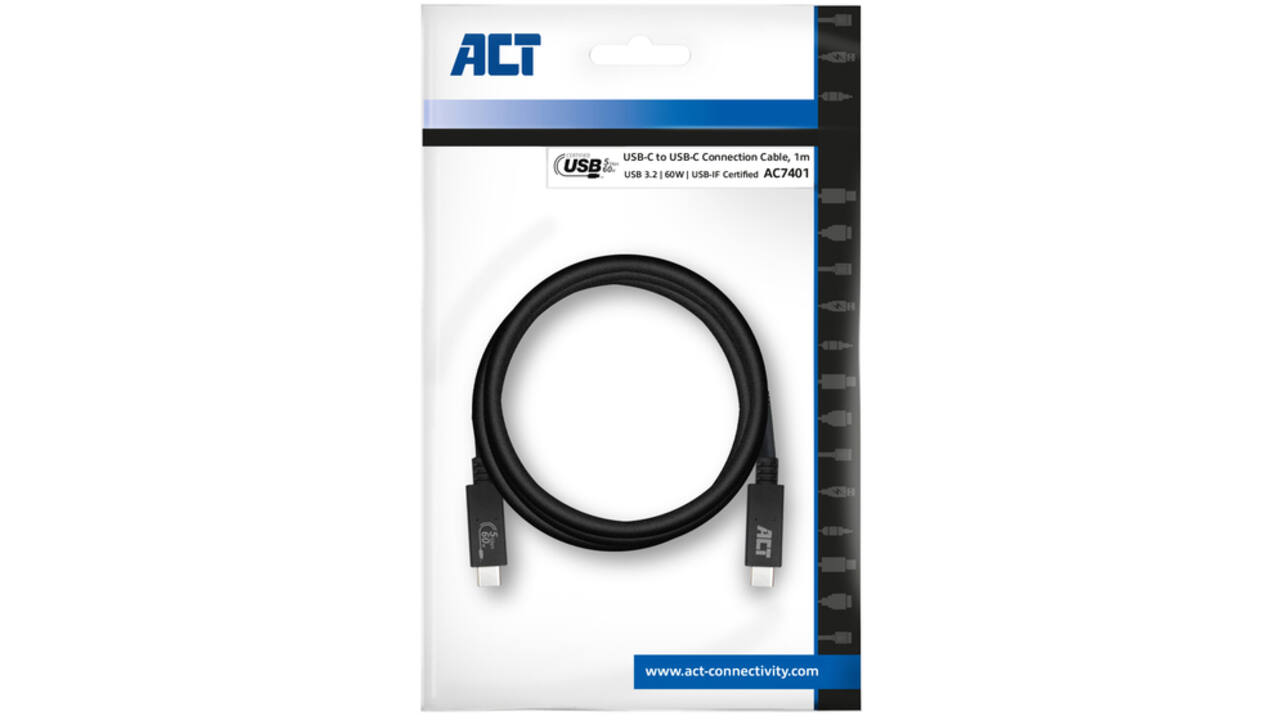 Kabel ACT USB 3.2 USB-C USB-IF gecertificeerd 1 meter
