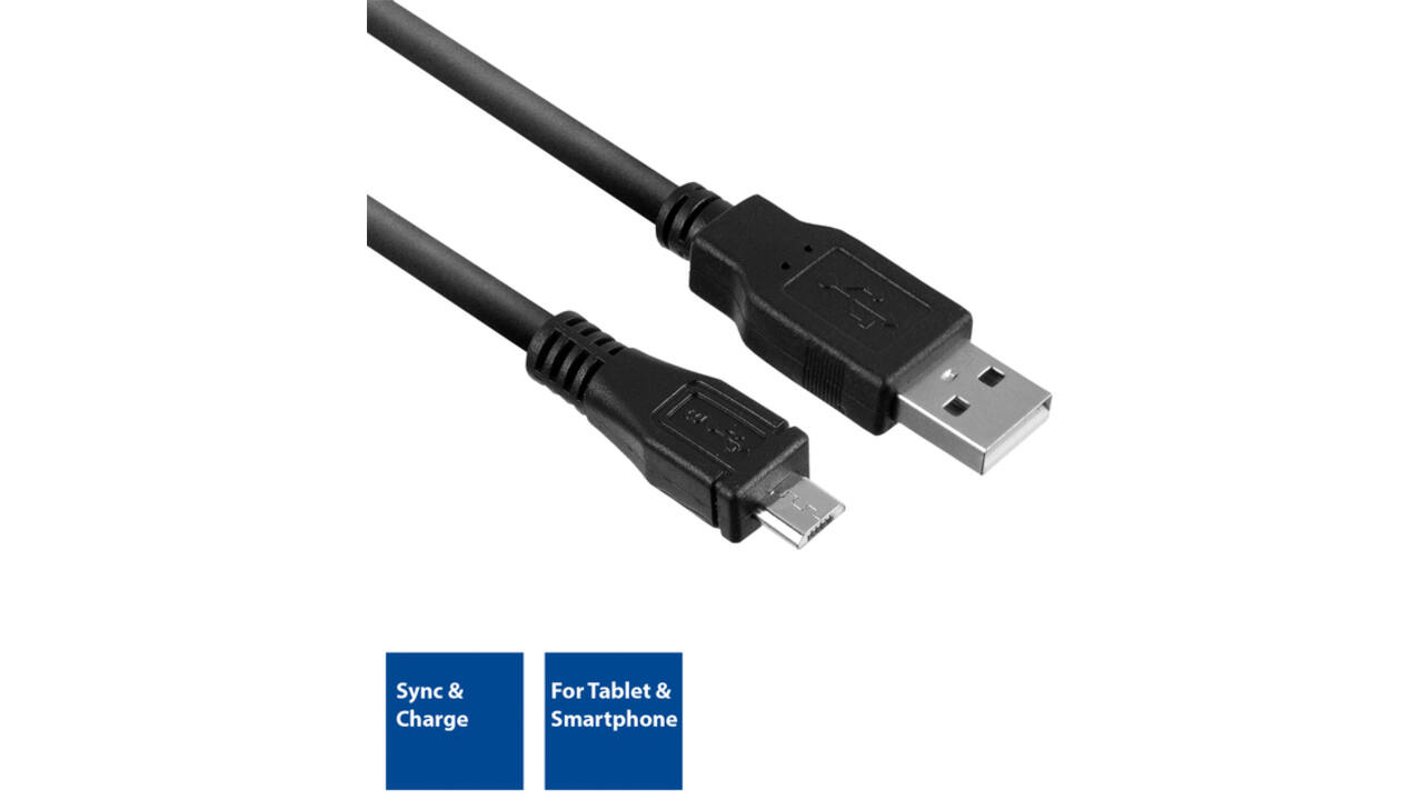 Kabel ACT USB 2.0 naar MicroB laad -en data 1 meter