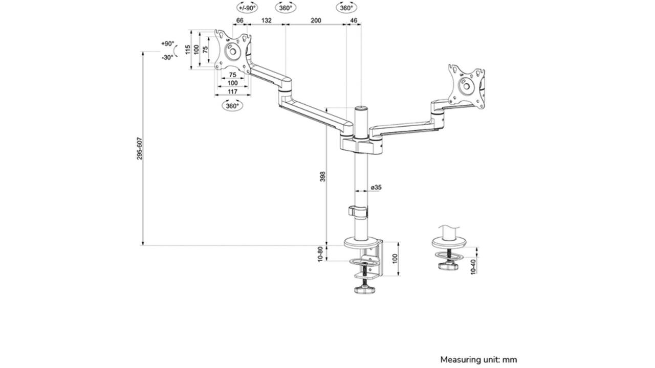 Monitorarm Neomounts DS60-425WH2 wit