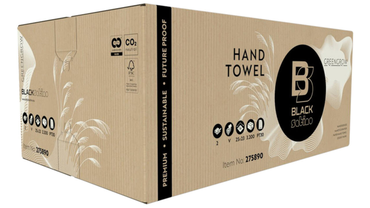 Handdoek BlackSatino GreenGrow PT30 V-vouw 2-laags 250x230mm 15x214vel naturel 275890
