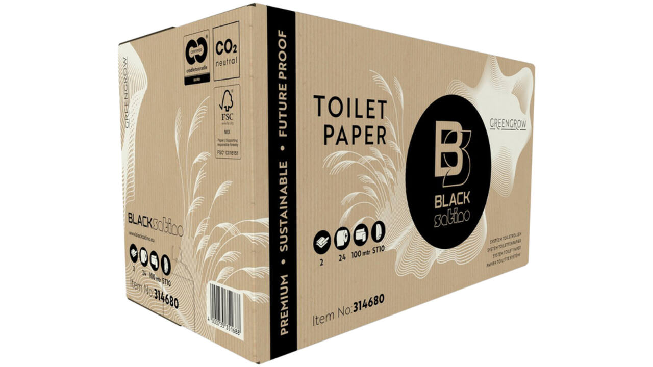 Toiletpapier BlackSatino GreenGrow ST10 systeemrol 2-laags 712vel naturel 314680