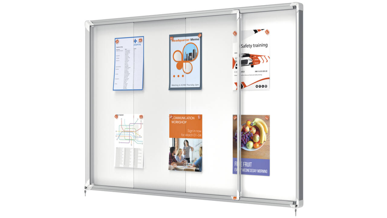Binnenvitrine Nobo Premium Plus 18x A4 schuifdeur magnetisch