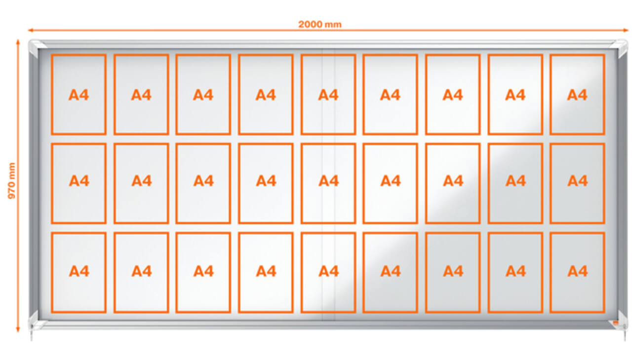 Binnenvitrine Nobo Premium Plus 27x A4 schuifdeur magnetisch