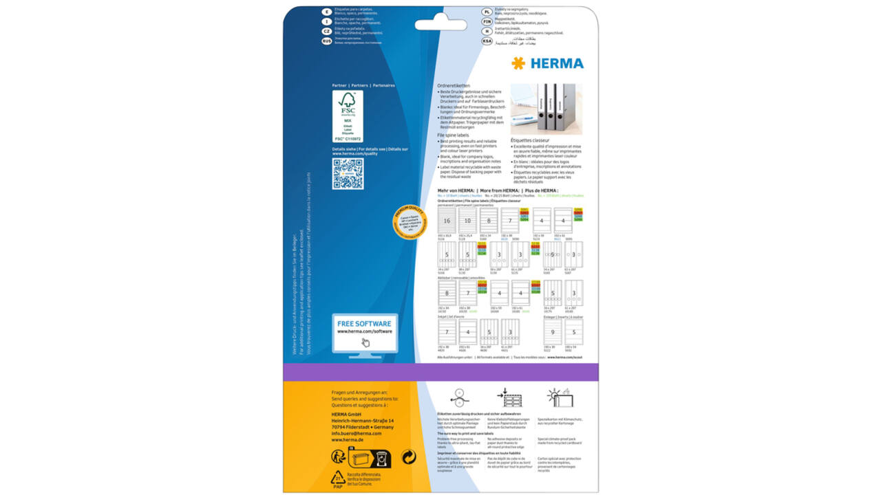 Rugetiket HERMA 5123 192x59mm zelfklevend wit 100 etiketten