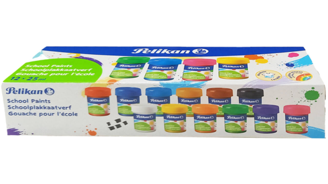 Plakkaatverf Pelikan 20ml assorti doos à 12 potjes