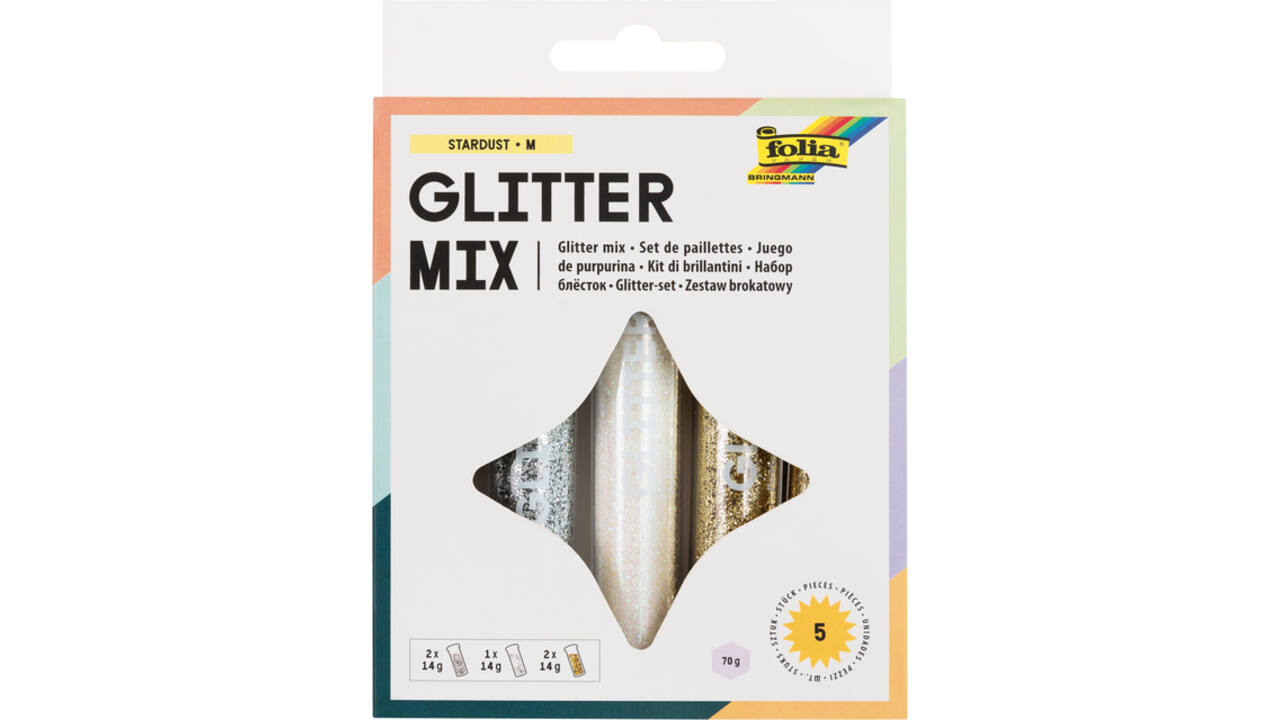 Glitterpoeder Folia 14gram Stardust 5 stuks 3 kleuren