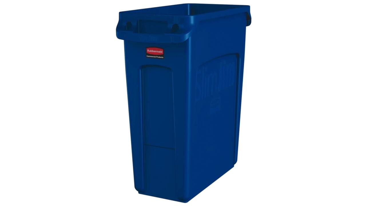 Afvalbak Rubbermaid Slim Jim Vented met luchtsleuven 60liter blauw