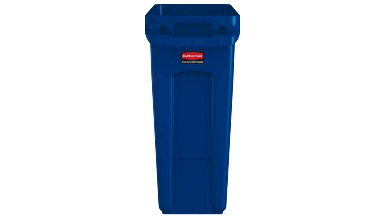 Afvalbak Rubbermaid Slim Jim Vented met luchtsleuven 60liter blauw