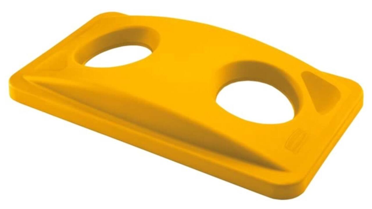 Deksel Rubbermaid Slim Jim Vented inwerpopening voor flesjes en blikjes geel