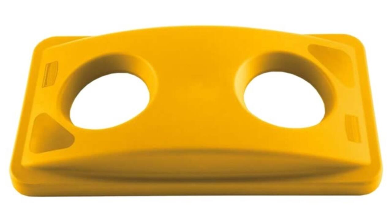 Deksel Rubbermaid Slim Jim Vented inwerpopening voor flesjes en blikjes geel