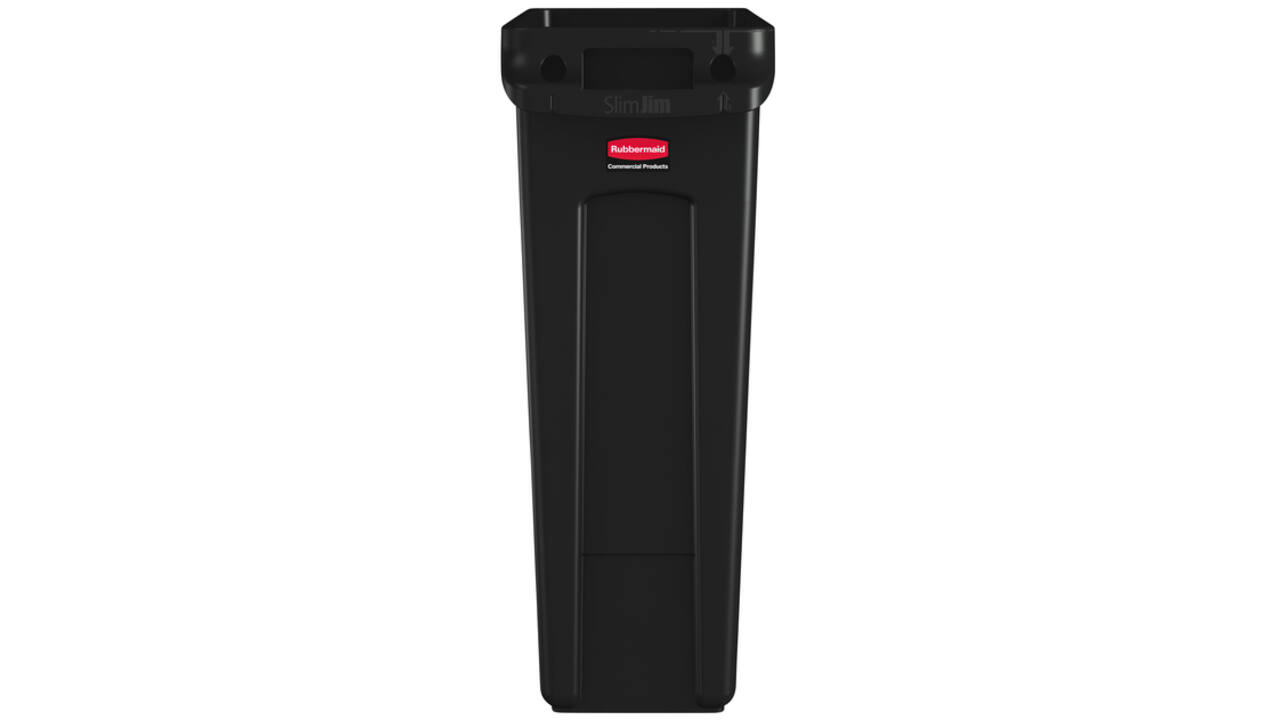 Afvalbak Rubbermaid Slim Jim Vented met luchtsleuven 60liter zwart