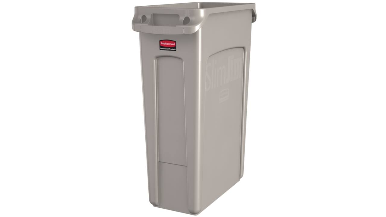 Afvalbak Rubbermaid Slim Jim Vented met luchtsleuven 87liter beige
