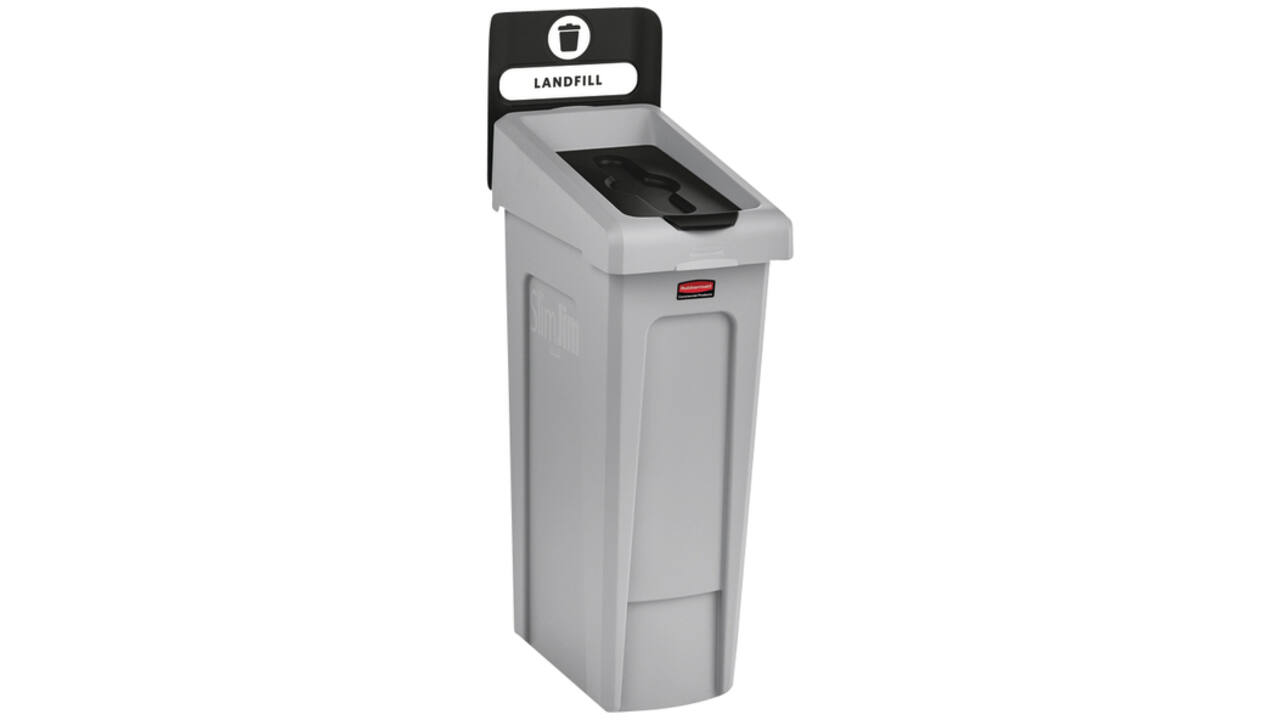 Deksel Rubbermaid Slim Jim Recyclestation gesloten zwart