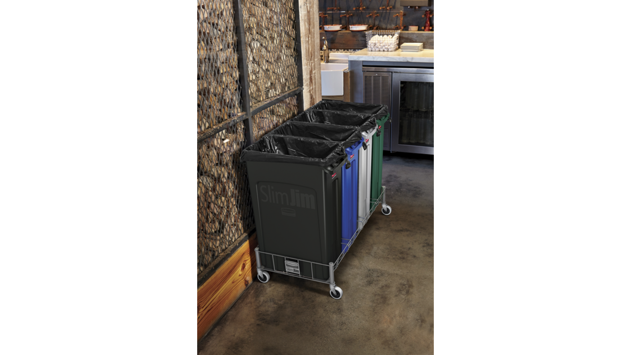 Afvalbak Rubbermaid Slim Jim Vented met luchtsleuven 87liter zwart