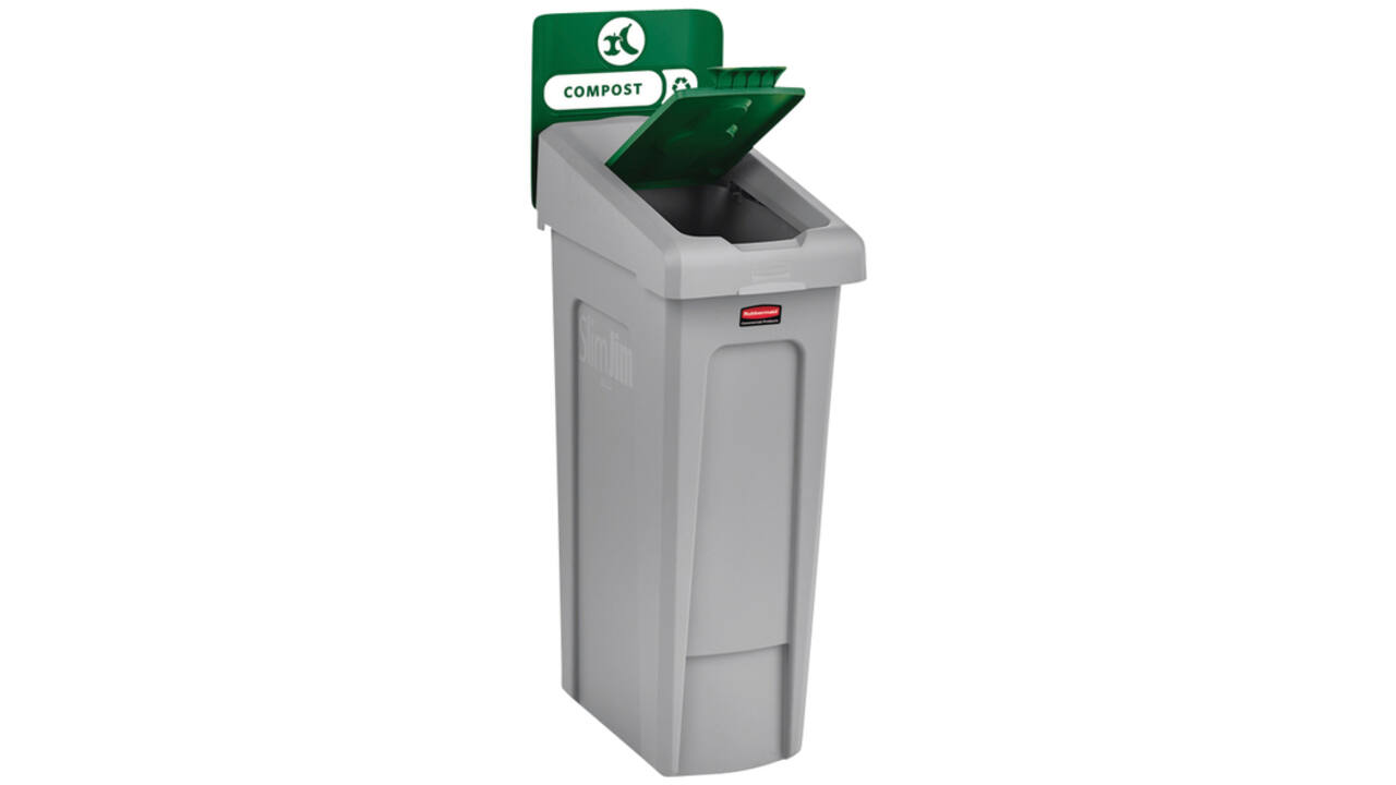 Deksel Rubbermaid Slim Jim Recyclestation gesloten groen