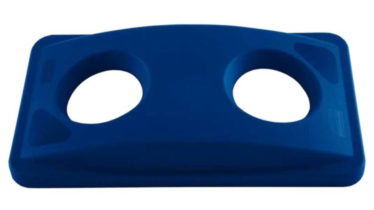 Deksel Rubbermaid Slim Jim Vented inwerpopening voor flesjes en blikjes blauw