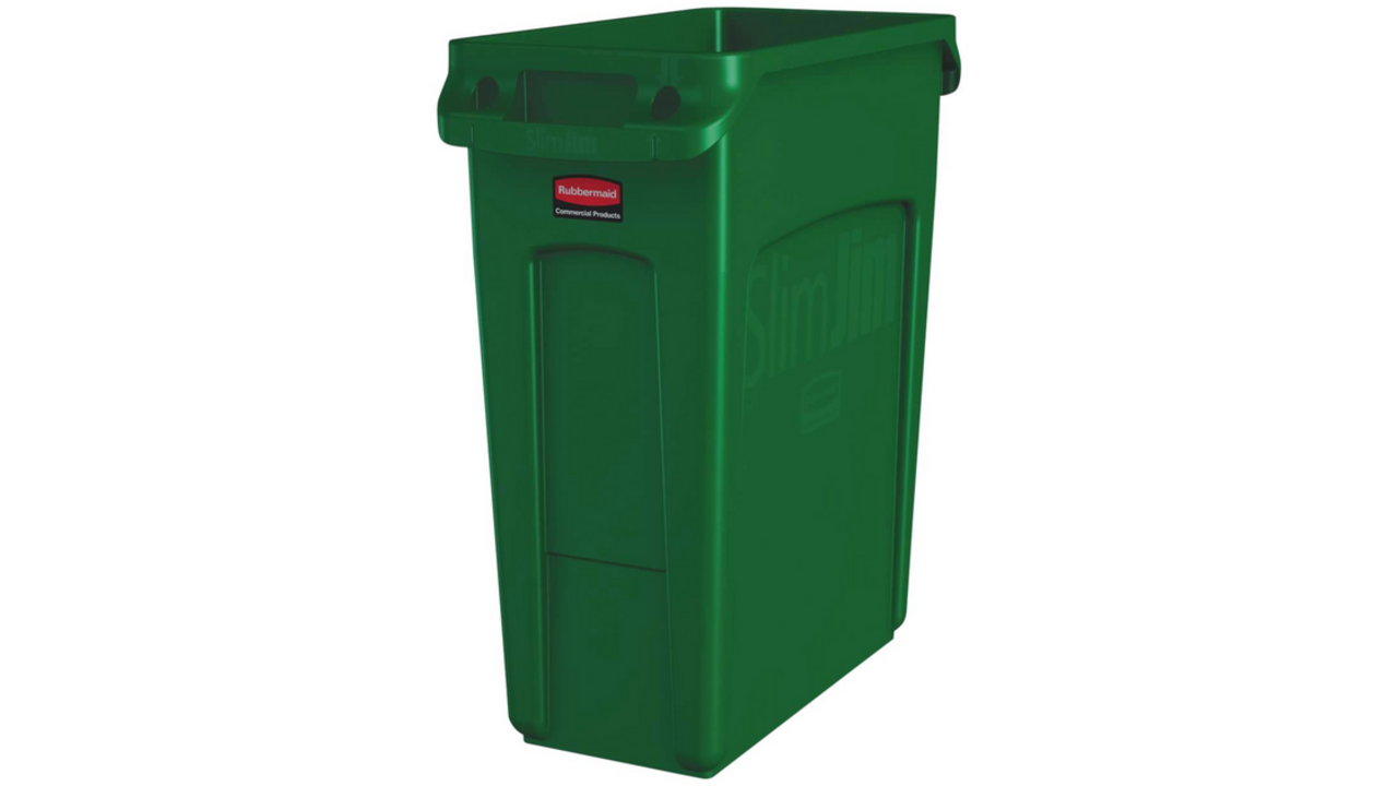 Afvalbak Rubbermaid Slim Jim Vented met luchtsleuven 60L groen