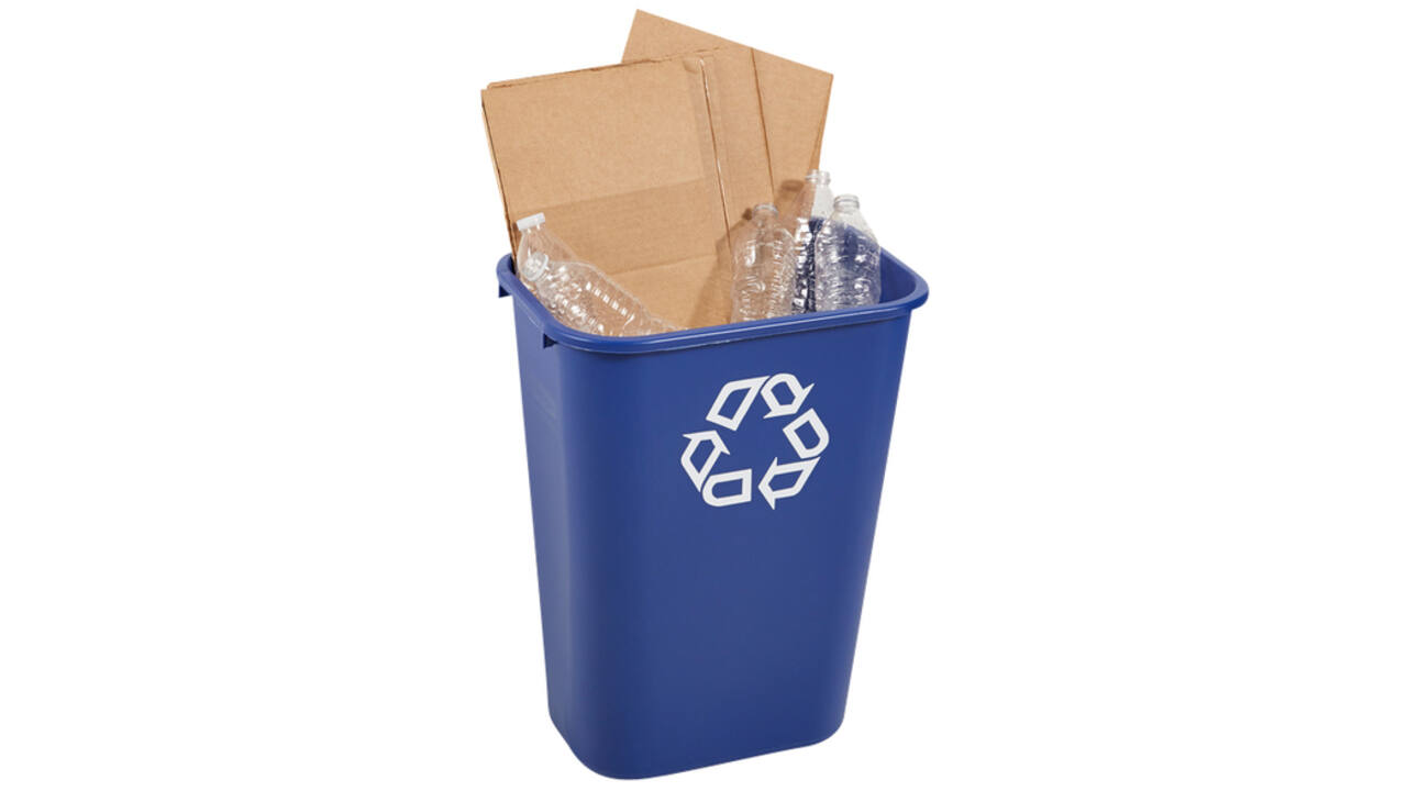 Papierbak Rubbermaid recycling groot 39L blauw