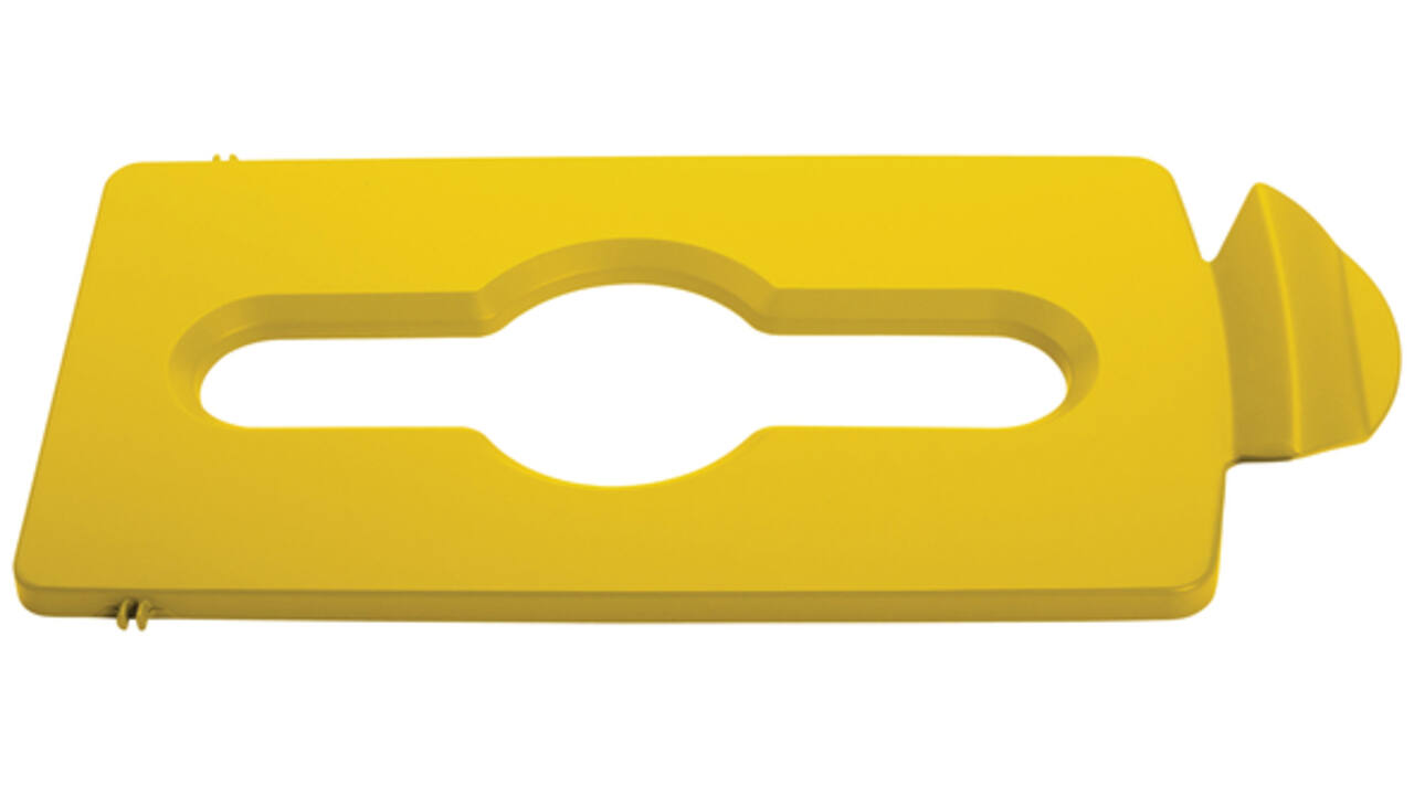Deksel Rubbermaid Slim Jim Recyclestation inwerpopening voor gemengde recycling geel