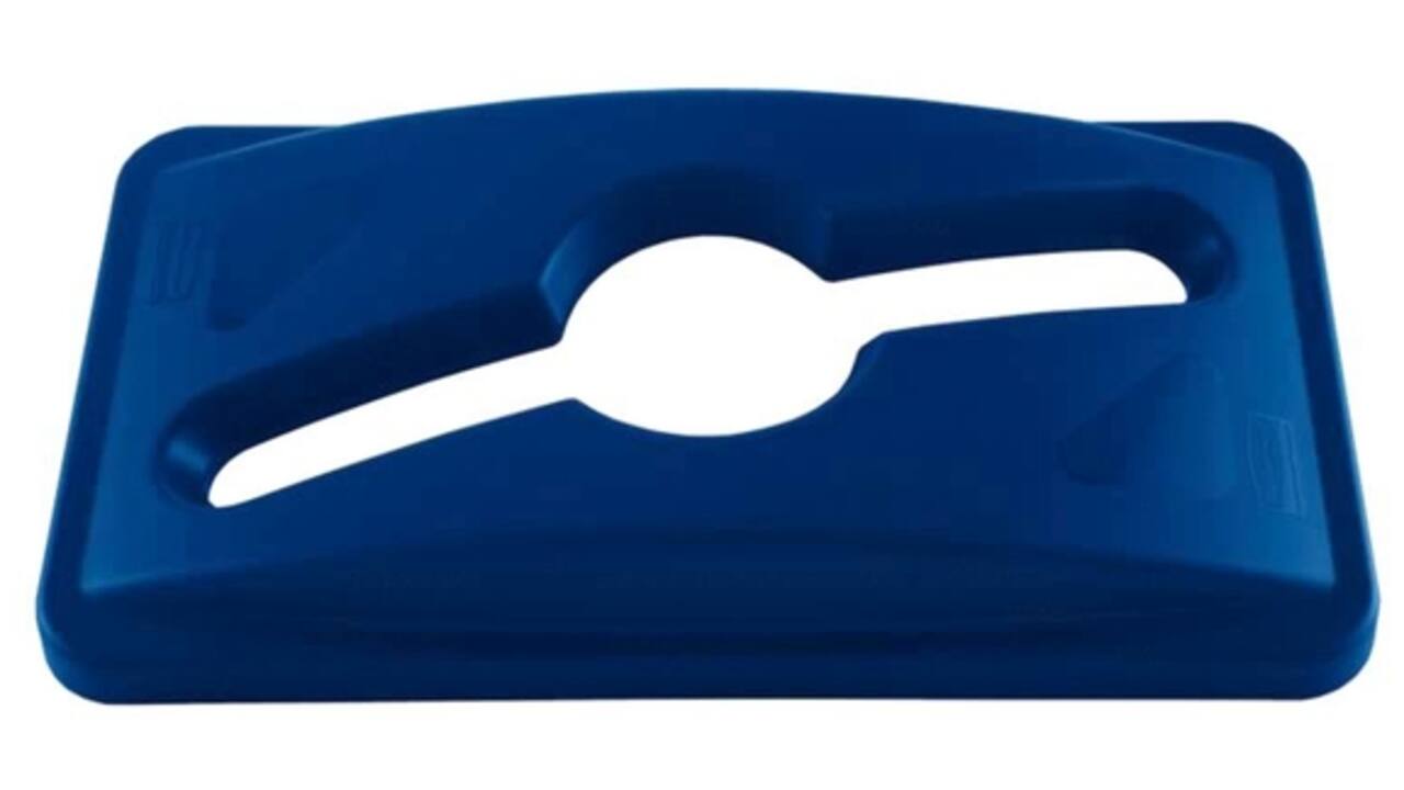 Deksel Rubbermaid Slim Jim Vented inwerpopening voor gemengde recycling blauw
