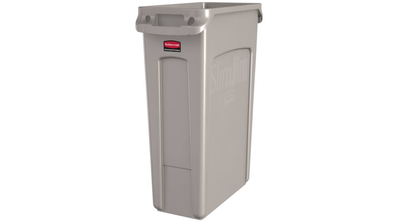 Afvalbak Rubbermaid Slim Jim Vented met luchtsleuven 60liter beige