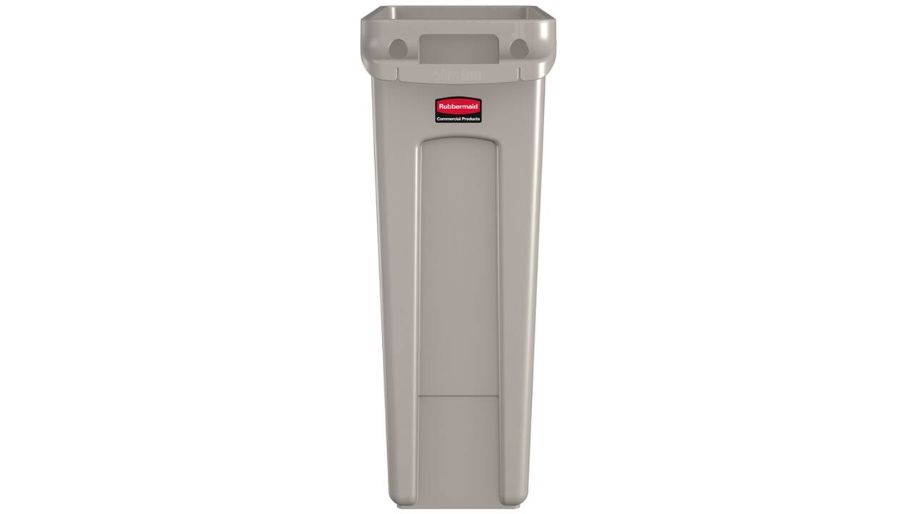 Afvalbak Rubbermaid Slim Jim Vented met luchtsleuven 60liter beige