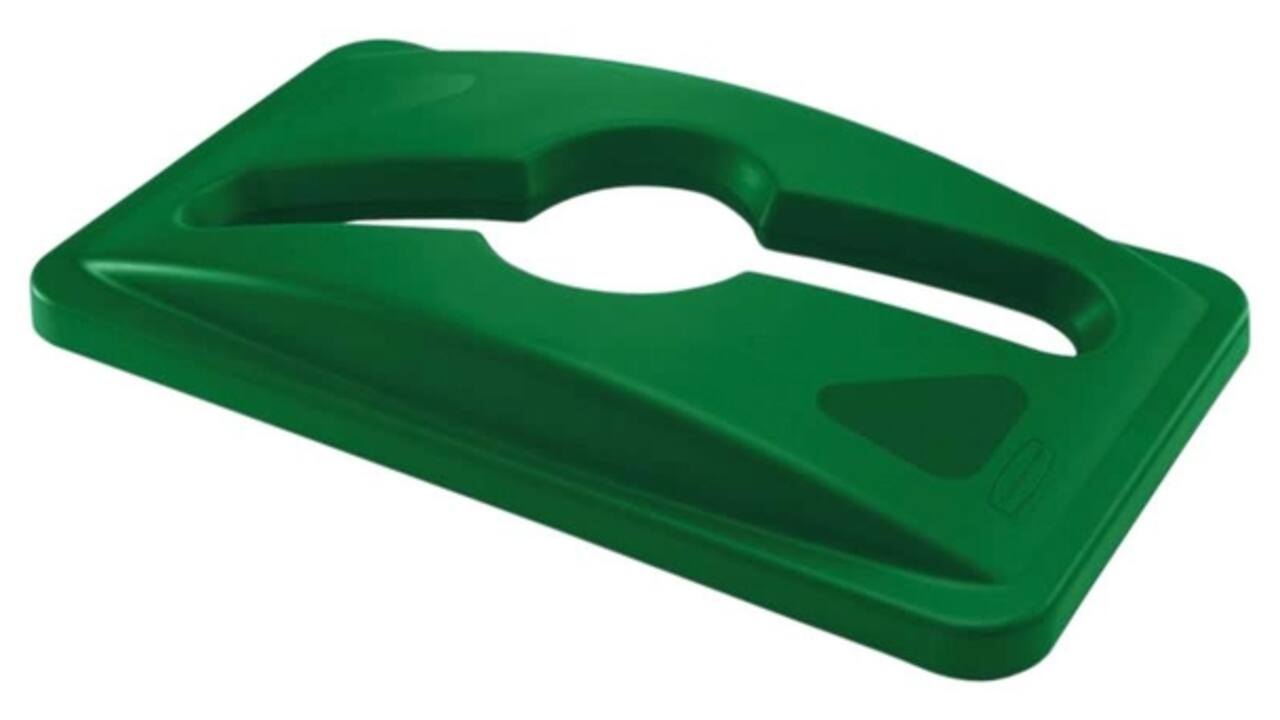 Deksel Rubbermaid Slim Jim Vented inwerpopening voor gemengde recycling groen