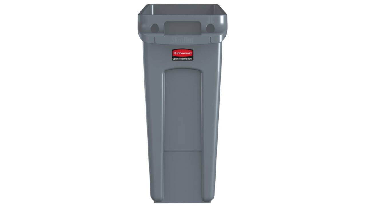 Afvalbak Rubbermaid Slim Jim Vented met luchtsleuven 60liter grijs